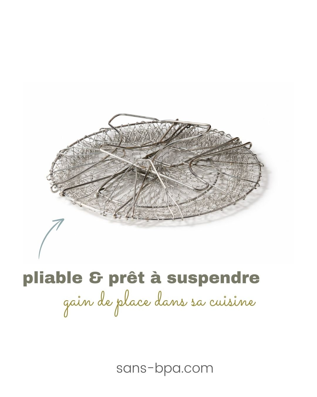 Panier essoreuse &agrave; salade sain et sans plastique, en inox, de fabrication fran&ccedil;aise sur sans-bpa.com !